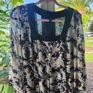 2 Nine West Women’s Blouse Top Size 10 Square Neck S/S Lined Black Stones